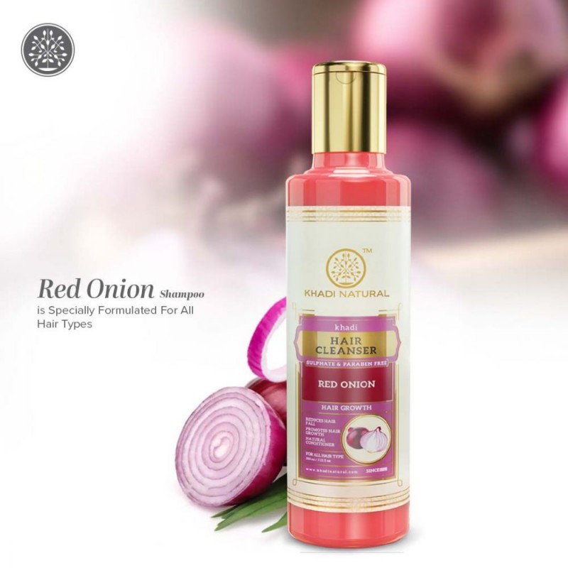 Khadi Natural Red Onion Hair Cleanser-Sulphate and Paraben Free 210ml -  
