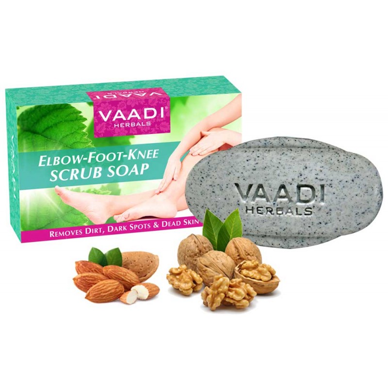 Vaadi Herbals Elbow Foot Knee Scrub Soap with Almond and Walnut Scrub (75 gms)