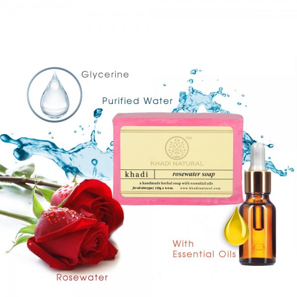 Khadi Natural Herbal Rose Water Soap 125gm