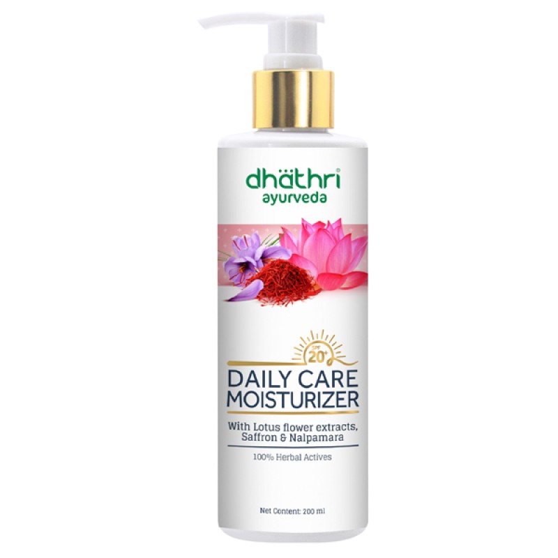 Dhathri Daily Care Moisturizer (200ml) - Lotus Flower Extracts| Saffron| Nalpamara| SPF20+