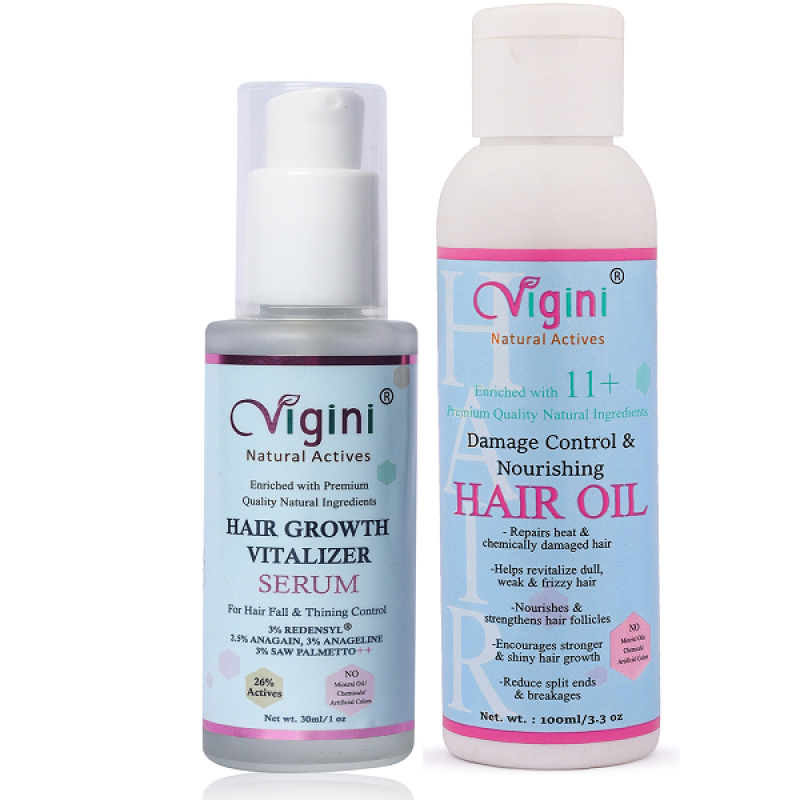 Buy Vigini Hair Growth Vitalizer Serum (30ml) and Damage Control &  Nourishing Hair Oil (100ml) 