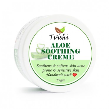Tvishi Handmade Aloe soothing Cream (25 gms) I Soothing & calming Non-greasy Face moisturiser I Normal to Dry skin I Kids friendly, Men & Women