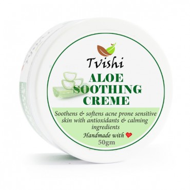 Tvishi Handmade Aloe soothing Cream (50 gms) I Soothing & calming Non-greasy Face moisturiser I Normal to Dry skin I Kids friendly, Men & Women