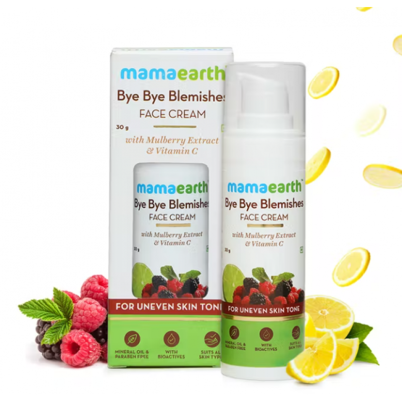 Mamaearth Bye Bye Blemishes Face Cream for Reducing Pigmentation and Blemishes with Mulberry Extract and Vitamin C 30ml