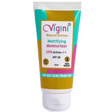 Vigini 20% Actives Anti Acne Oil Free Mattifying Moisturizer Cream for Face Oily Prone Skin for Men Women (50ml)