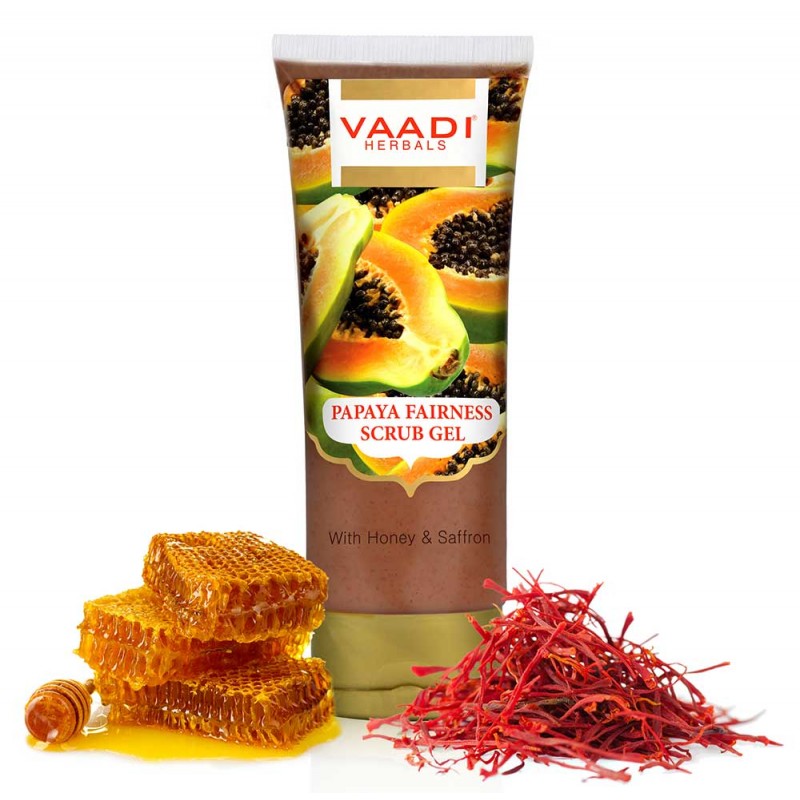 Vaadi Herbals Papaya Fairness Face Scrub Gel with Honey and Saffron (110 gms)