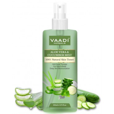 Vaadi Herbals Aloe Vera and Cucumber Mist 100% Natural Skin Toner (110 ml)