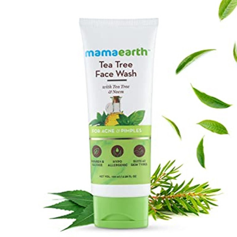 Mamaearth Tea Tree Facewash With Tea Tree And Neem for acne and pimples 100ml