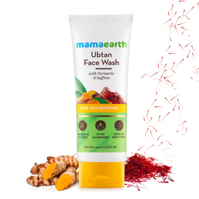 Mamaearth Ubtan Face Wash With Turmeric And Saffron For Tan Removal (100ml)