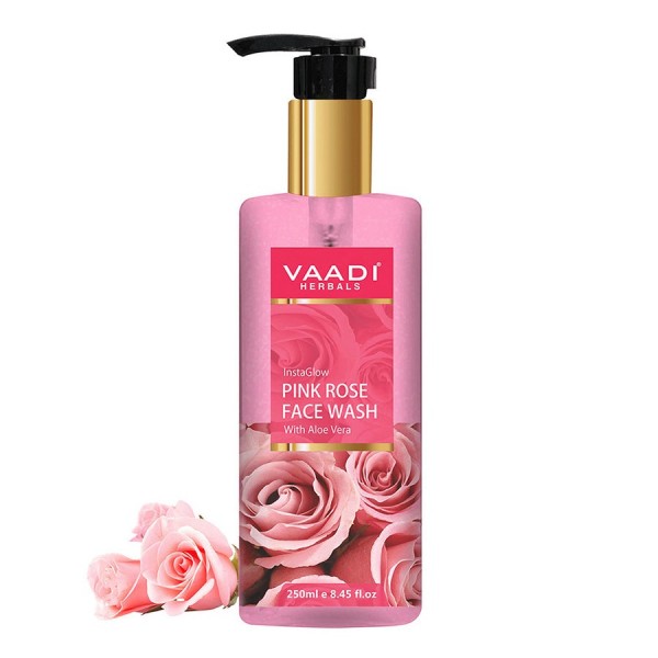 Vaadi Herbals Insta Glow Pink Rose Face wash with Aloe vera extract ( 250 ml)