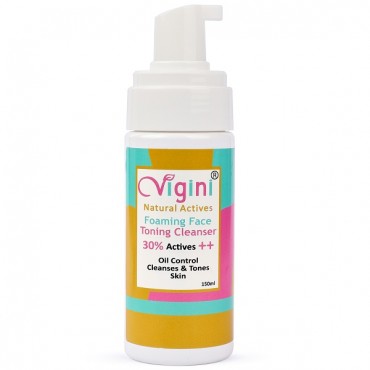 Vigini 30% Actives Anti-Acne Oil Control Foaming Toning Cleanser Face Wash For Men and Women (150 ml)