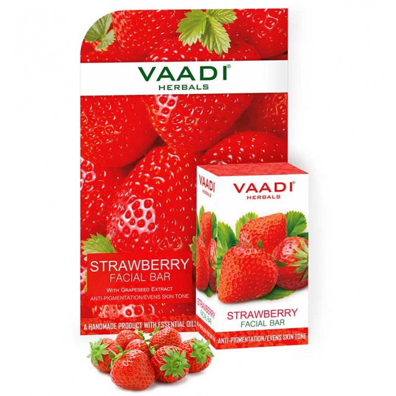 Vaadi Herbals Strawberry Facial Bar with Grapeseed Extract (25 gms)