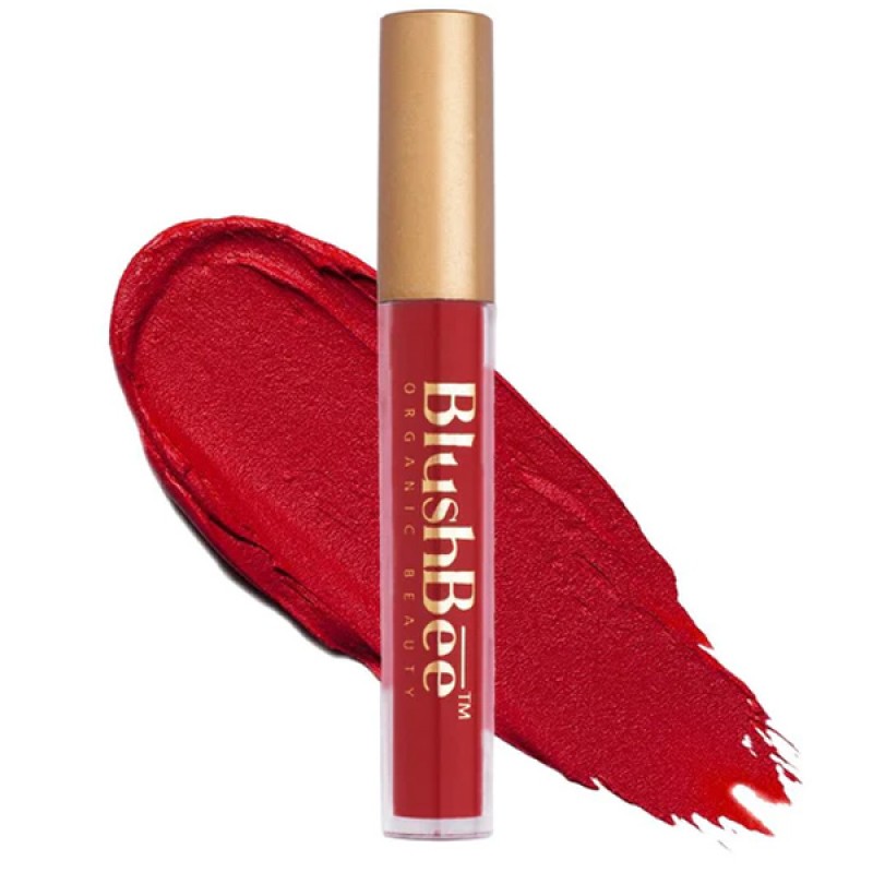 BlushBee Beauty Lip Nourishing Liquid Lipstick, Lit Me - Reddish Maroon (5ml) | Natural Matte Weightless Lip Colour