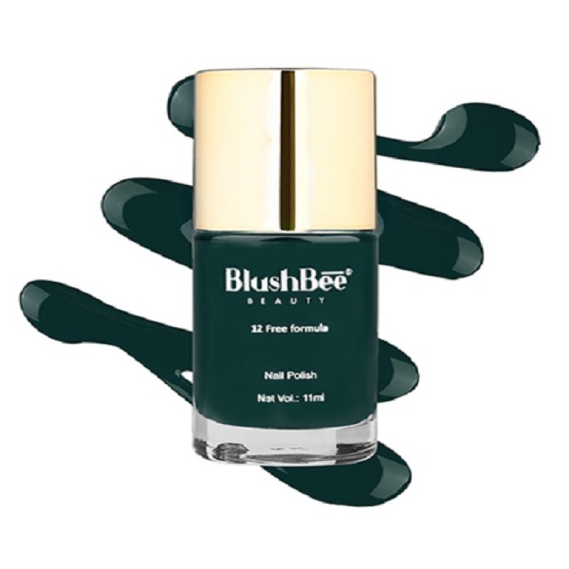 BlushBee 12 Free Nail Polish (Hi Shine, Quick Dry, Vegan) - Esla, Dark Turquoise 11ml